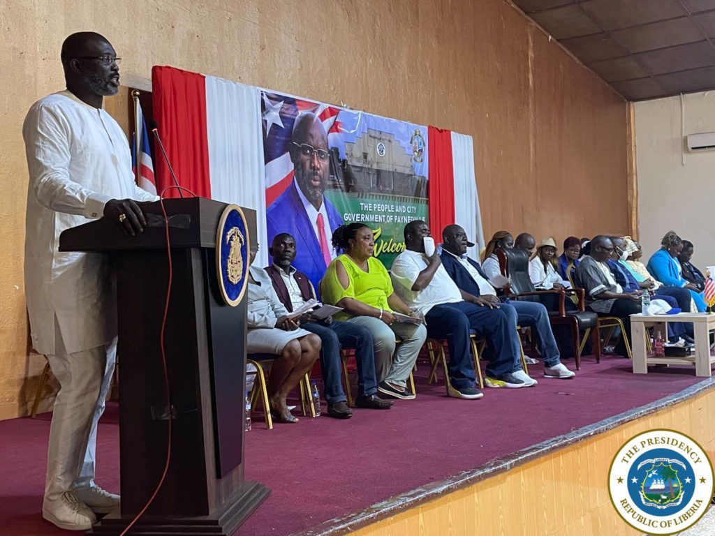 Citizens of District #10 interact with President Weah at a Town Hall Meeting.