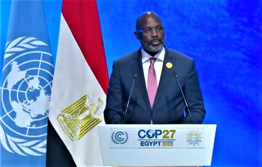 Pres. Weah @ COP27; Imbalance still remains High and Low Emitters in Climate Change Architecture