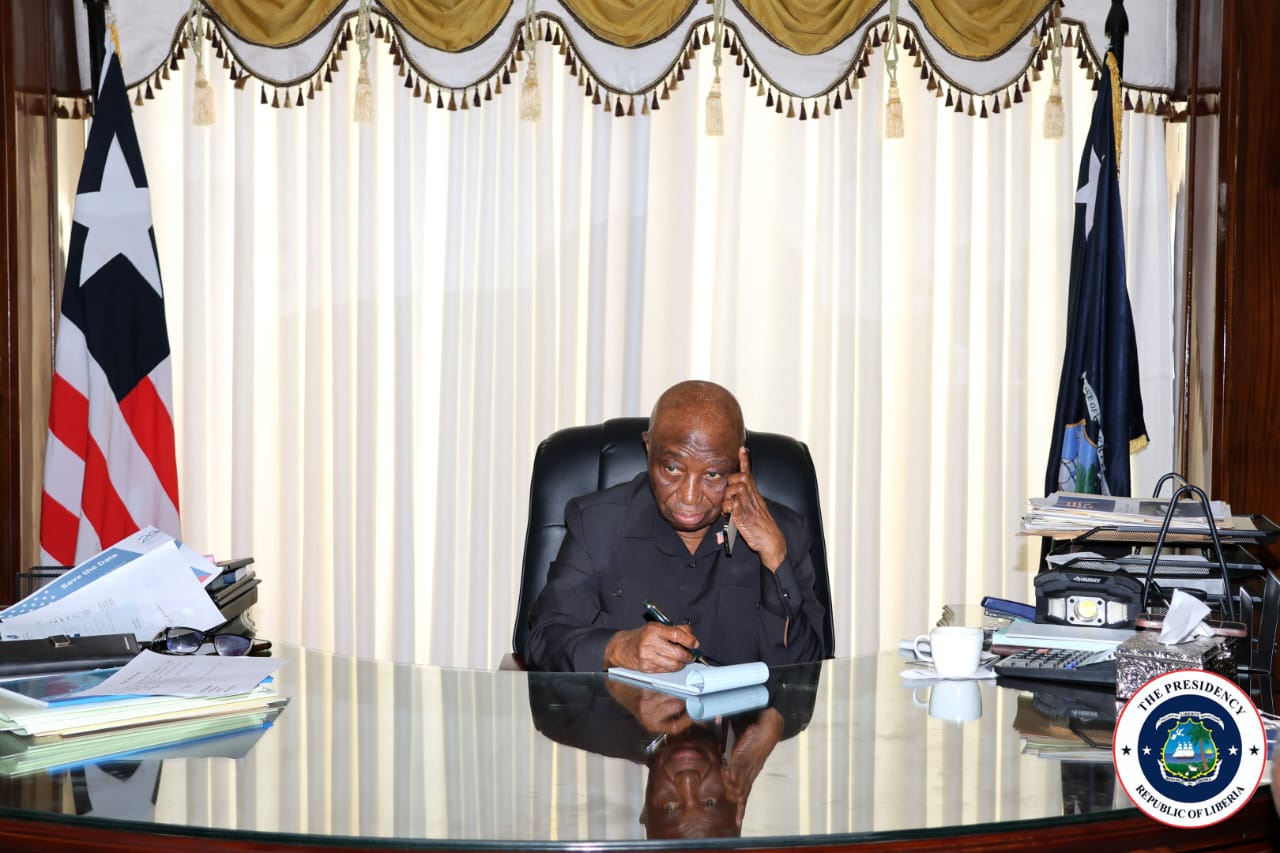 US VP Kamala Harris Chats with President Boakai